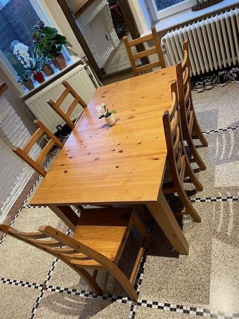 Table avec rallonge et 6 chaises IKEA, 100 à 150 cm, Cinq personnes ou plus, Enlèvement, Utilisé