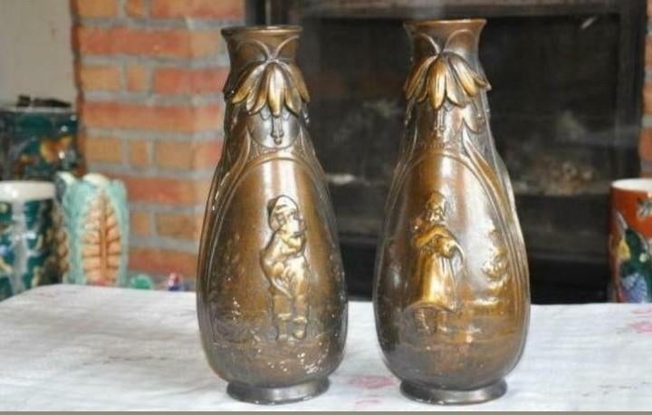 § 2 vases en platre art nouveau, Antiquités & Art, Enlèvement ou Envoi