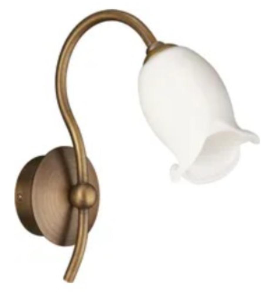 antiek-bronskleurig wandlamp - lelie vorm glazen kap - nieuw, Huis en Inrichting, Ophalen, Nieuw, Authentic