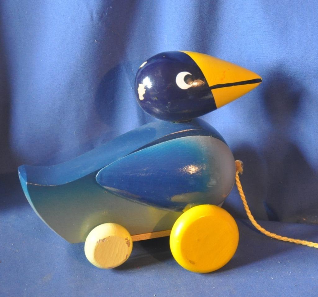 jouet en bois a tirer vintage toucan, Enlèvement ou Envoi, Utilisé, Jouet à Rouler ou à Bascule