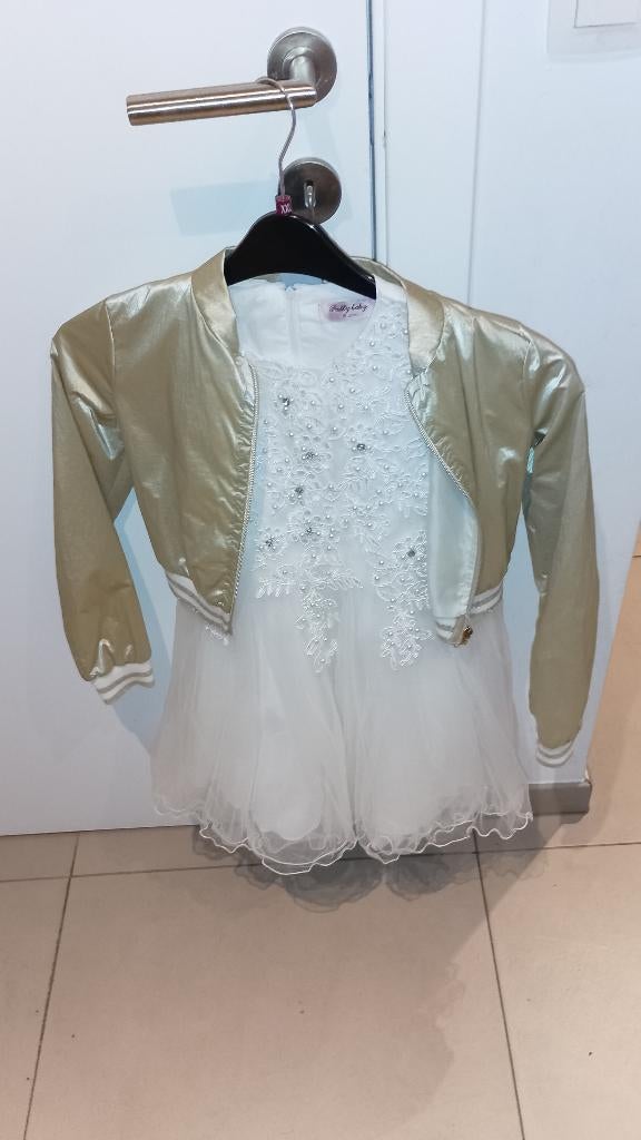communiekleedje + vest  kleedje 128/140 + schoenen maat 31, Kinderen en Baby's, Ophalen of Verzenden, Zo goed als nieuw, Meisje