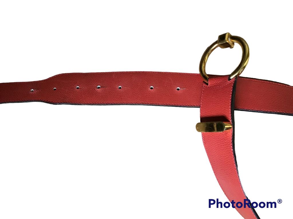 Vintage riem Delvaux mt 80 rood, 3 tot 5 cm, Echt leder, Tailleriem, Ophalen of Verzenden