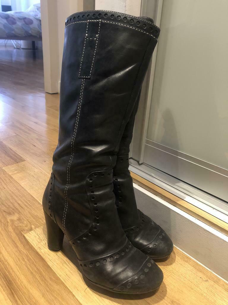 Bottes en cuir vintage taille 36, Vêtements | Femmes, Autre, Porté, Bottes hautes, Noir