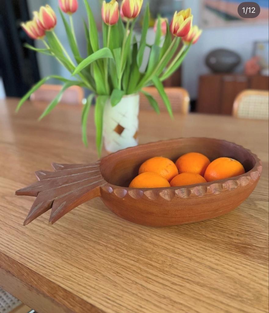 Teak fruitschaal vintage houten kom, Huis en Inrichting, Ophalen, Hout