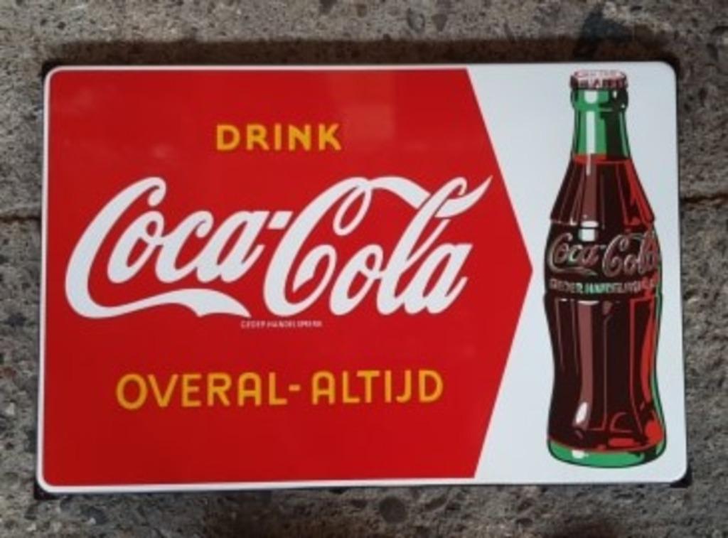 Emaillen Coca cola reclame decoratie bord retro borden, Ophalen of Verzenden, Zo goed als nieuw, Reclamebord