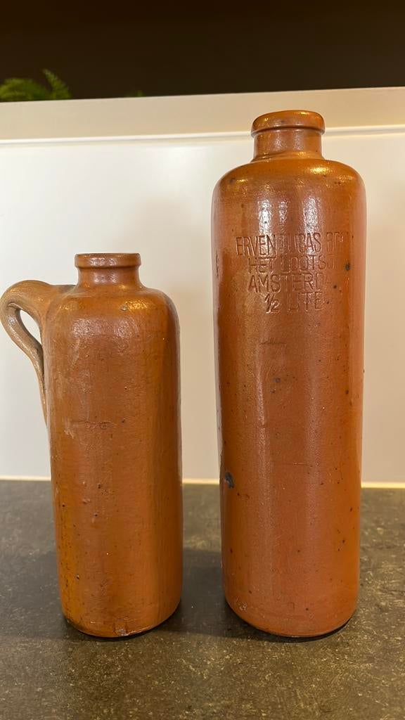 Oude jeneverkruiken Lucas Bols 1/2 en 1/4 liter, Antiek en Kunst, Ophalen of Verzenden