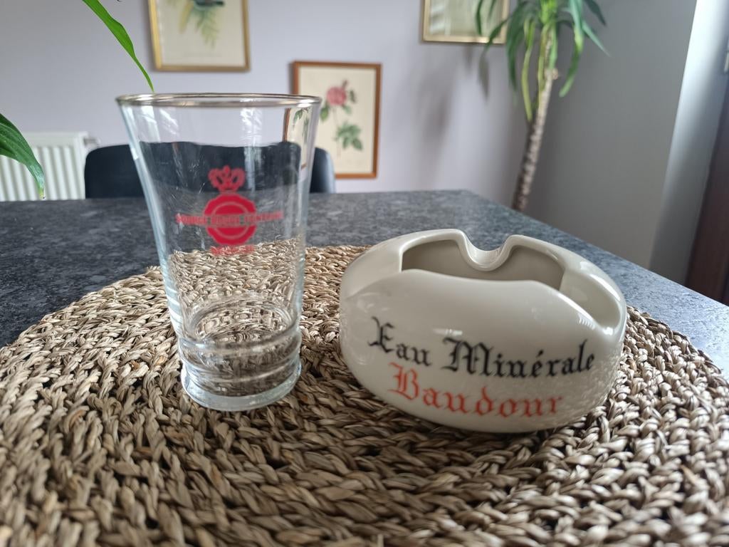 Cendrier et verre Eau minérale de Baudour, Collections, Enlèvement ou Envoi, Comme neuf