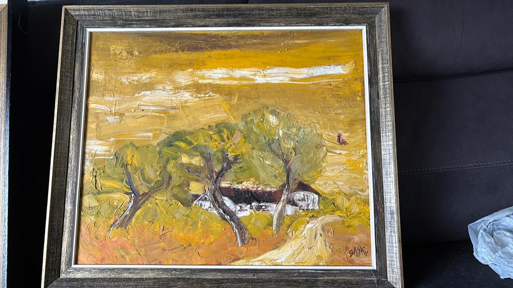 Schitterende olieverf op doek - Provençaals landschap BASTIN, Antiek en Kunst, Ophalen of Verzenden