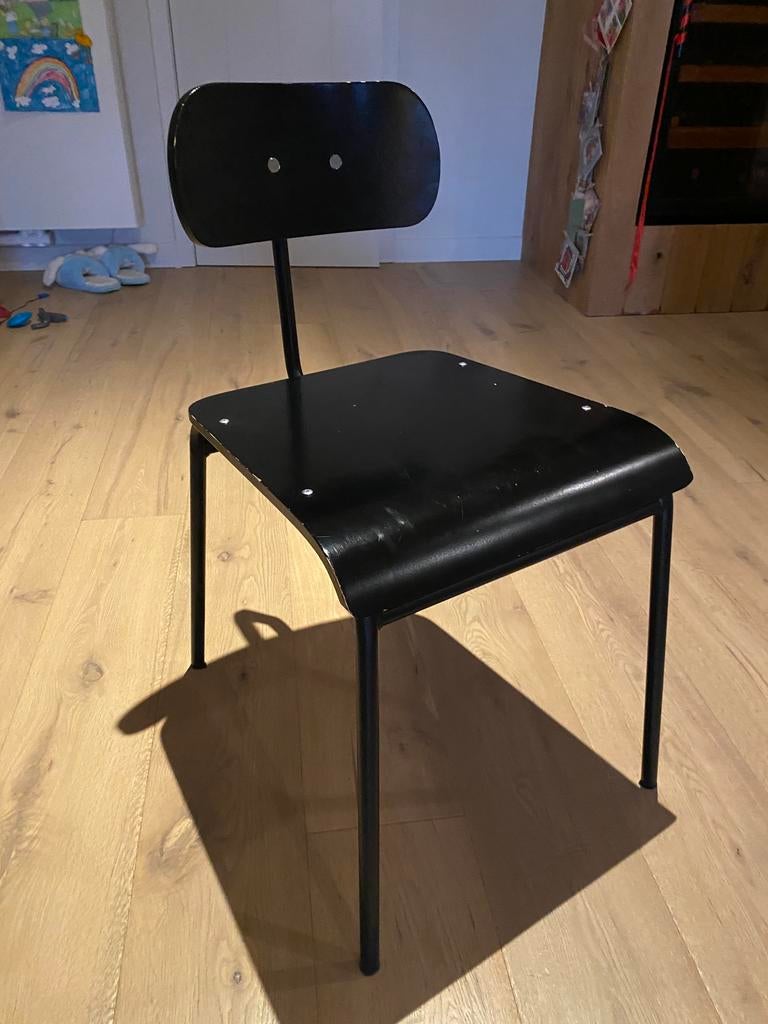 House doctor designstoelen  ‘school’ zwart (8 stuks), Huis en Inrichting, Stoelen, Ophalen of Verzenden, Zo goed als nieuw, Zwart