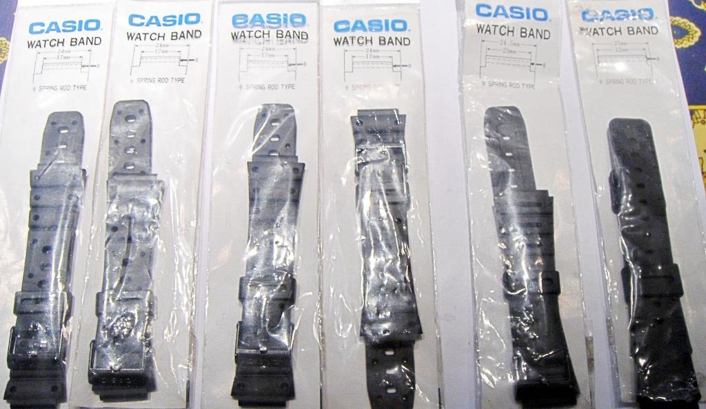 Bracelet peu épais CASIO résine, 17/20/22 mm, NEUF, blister, Ophalen of Verzenden, Nieuw, Zwart, Kunststof of Plastic