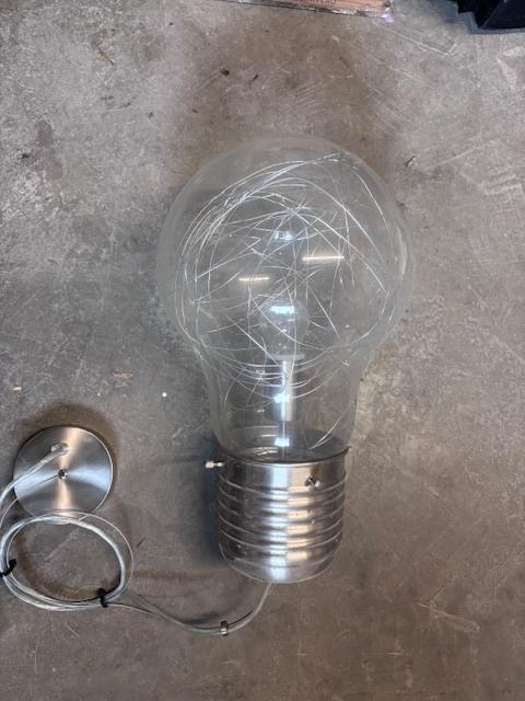 Grote hanglamp in de vorm van een lamp, chroom, E27, Ophalen of Verzenden, Zo goed als nieuw, Glas, Design