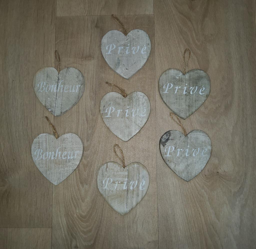 Houten decoratie harten in landelijke stijl, Huis en Inrichting, Ophalen of Verzenden, Nieuw