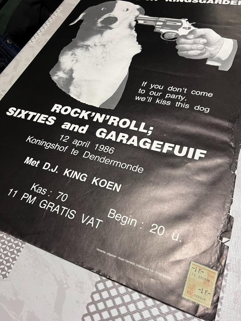 Affiche ancienne Stomping at Kingsgarden Rock 'n' roll ;, Enlèvement ou Envoi, Rectangulaire vertical, Musique, Utilisé