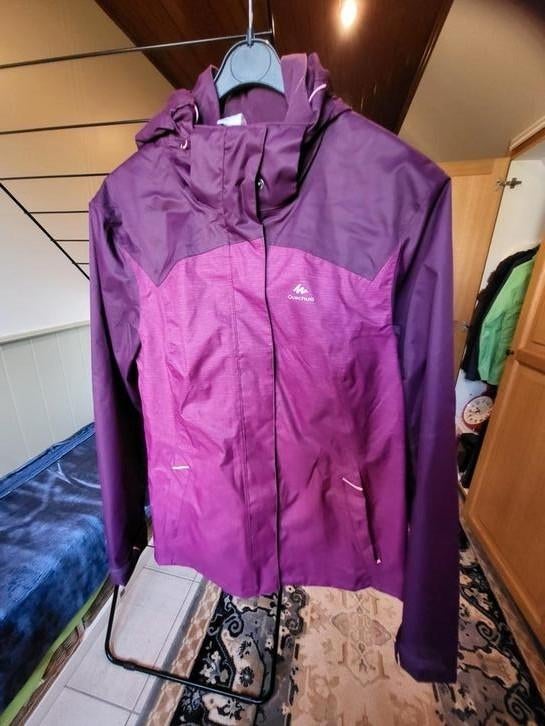 PAARSE REGENJAS DAMES - QUESHUA - MAAT : L, Caravans en Kamperen, Regenkleding, Ophalen of Verzenden, Zo goed als nieuw, Regenjas