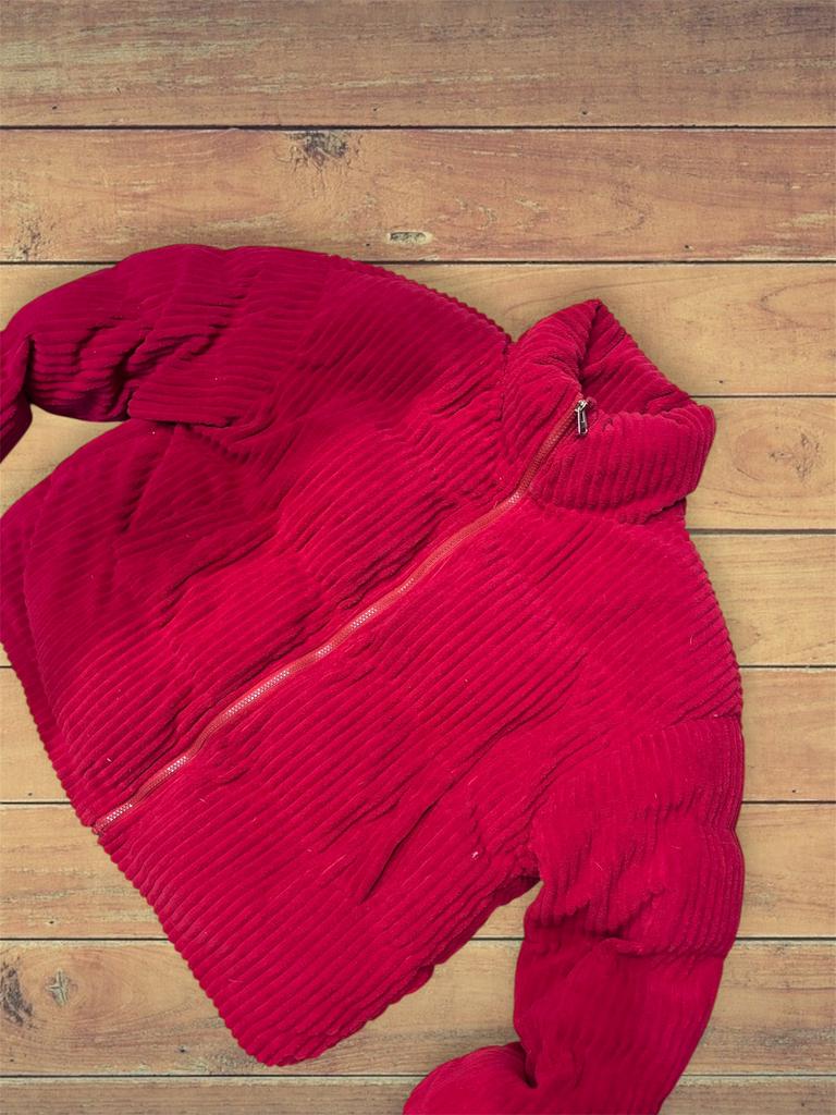 Manteau velours côtelé, Ophalen of Verzenden, Zo goed als nieuw, Maat 42/44 (L), Rood