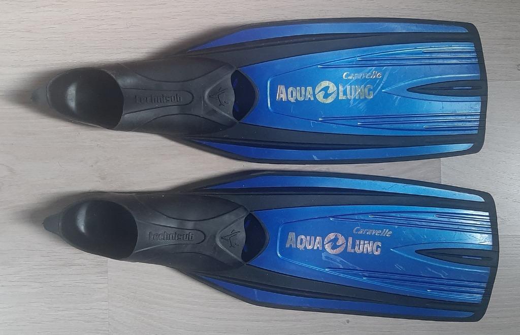 Zwemvliezen lang blauw AquaLung Caravelle - maat 38-39, Ophalen, Gebruikt, Snorkelvinnen
