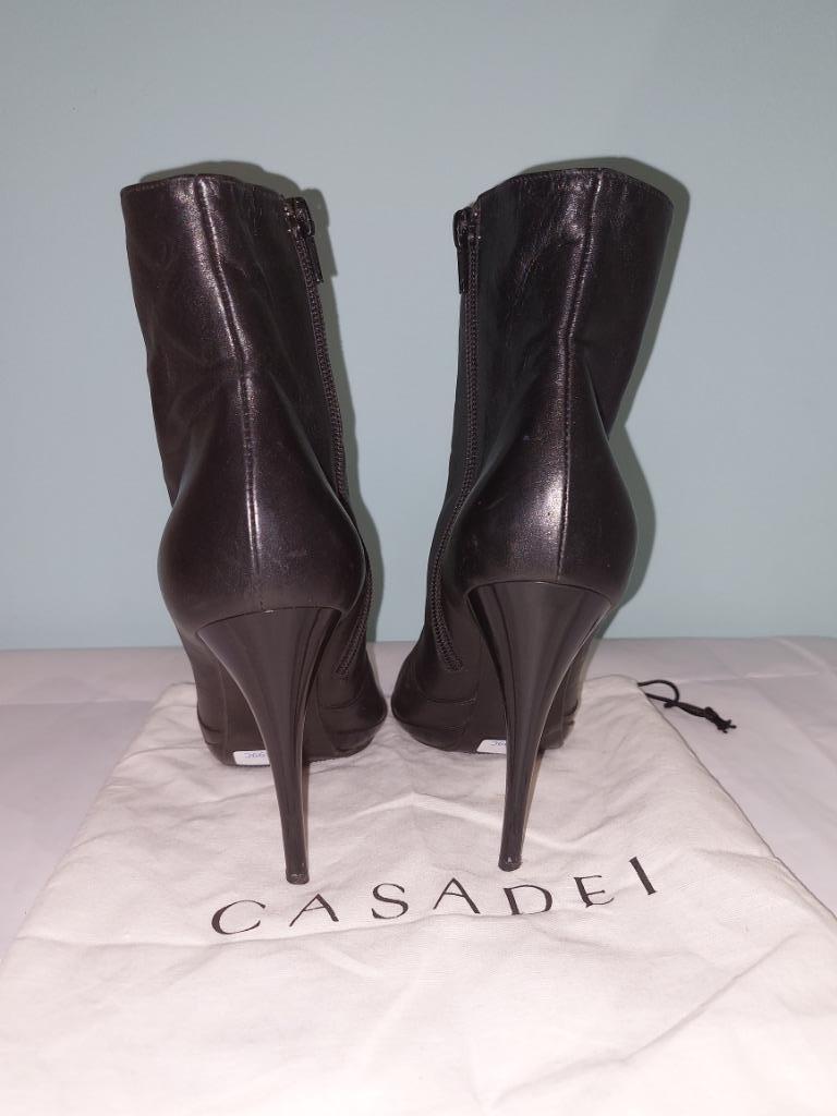 499C* CASADEI sexy boots zwart leer met hoge hakken (38), Verzenden, Zwart, Lage of Enkellaarzen, Gedragen
