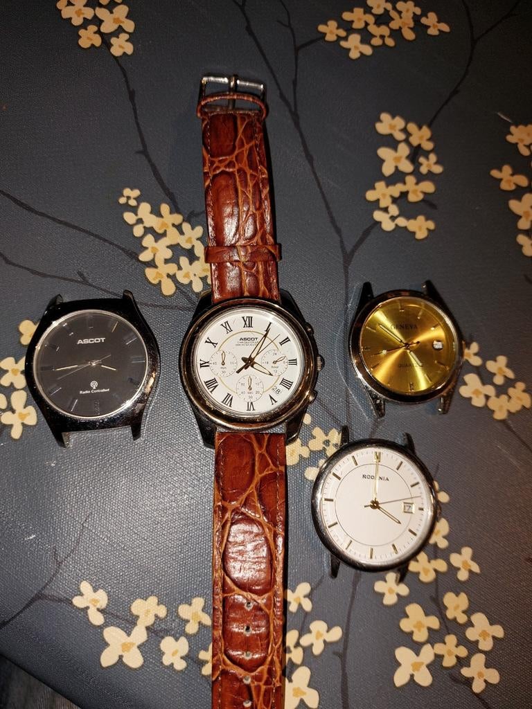 4 horloges ascot geneva rodania, Handtassen en Accessoires, Horloges | Heren, Ophalen of Verzenden, Gebruikt