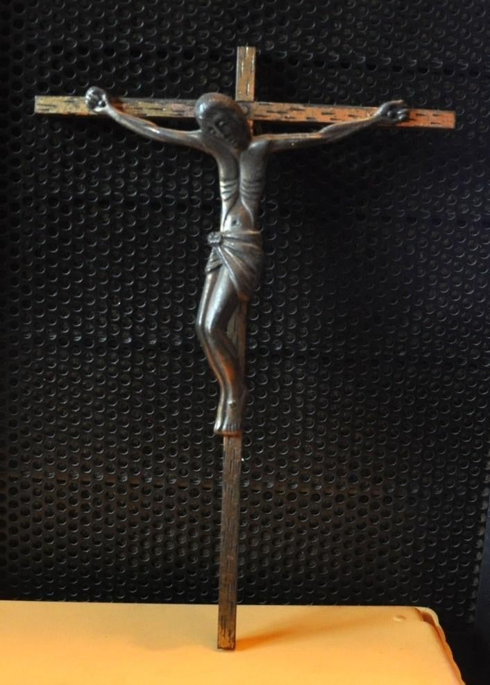 crucifix mural laiton et bronze (n2), Ophalen of Verzenden