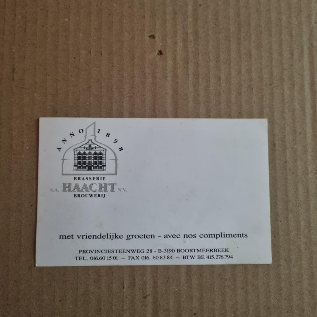 Carte de visite Brasserie Haacht Brouwerij, Verzamelen, Ophalen of Verzenden, Gebruikt, Overige typen, Overige merken