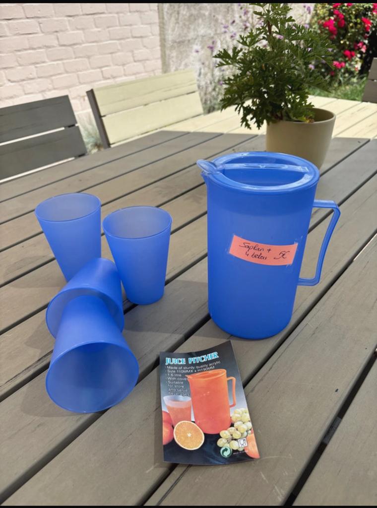 Water/ sapkan met 4 bijhorende bekers, Ophalen of Verzenden, Nieuw