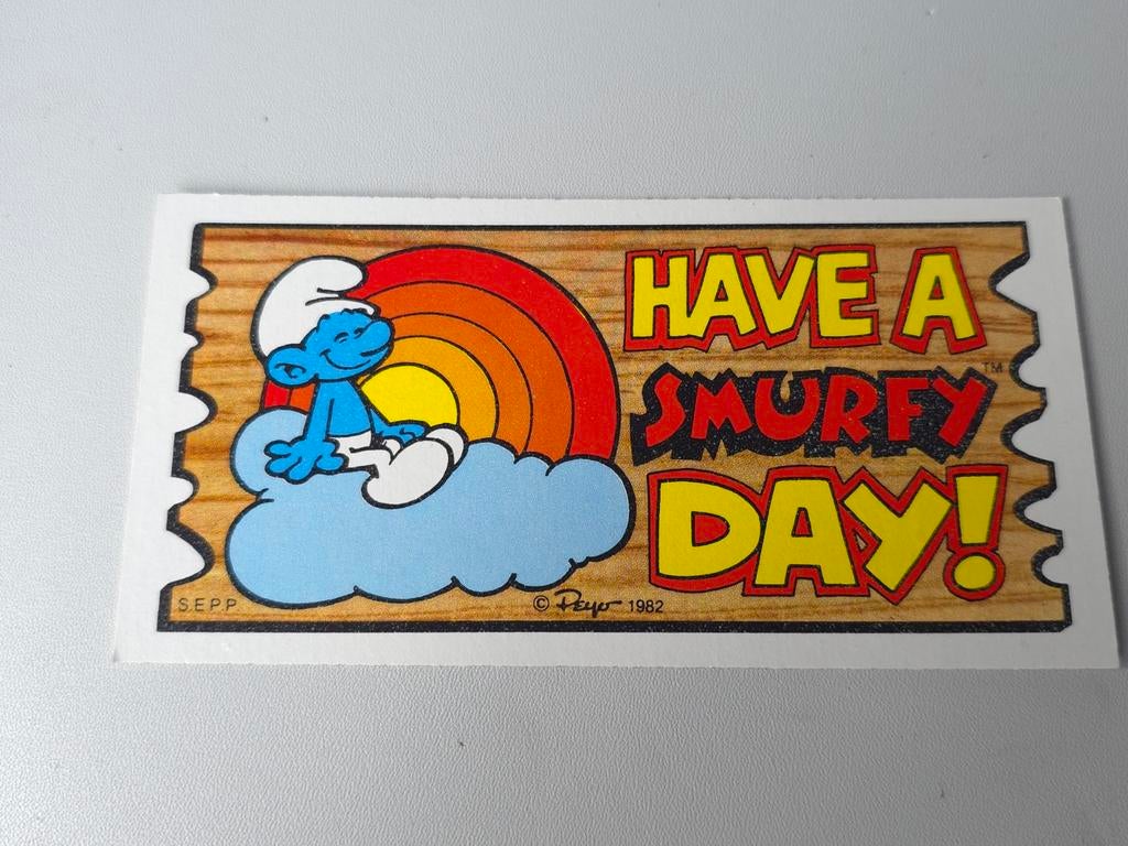 Ancienne carte Schtroumpf "Have a smurfy day", Envoi, Comme neuf, Autres Schtroumpfs, Autres types