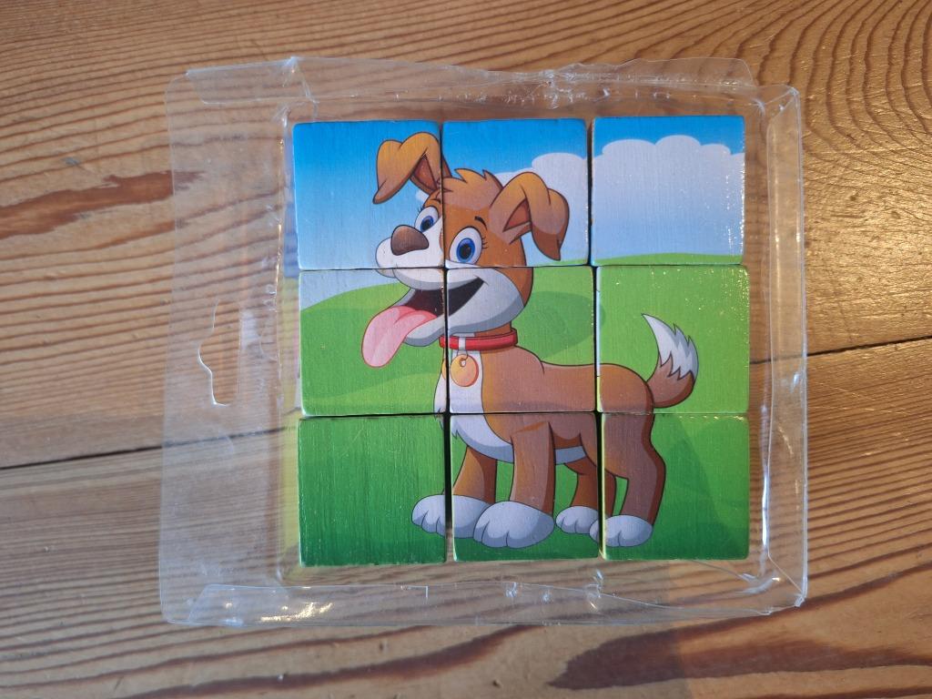 Houten blokpuzzel boerderijdieren, 2 tot 4 jaar, Ophalen of Verzenden, Zo goed als nieuw, Van hout