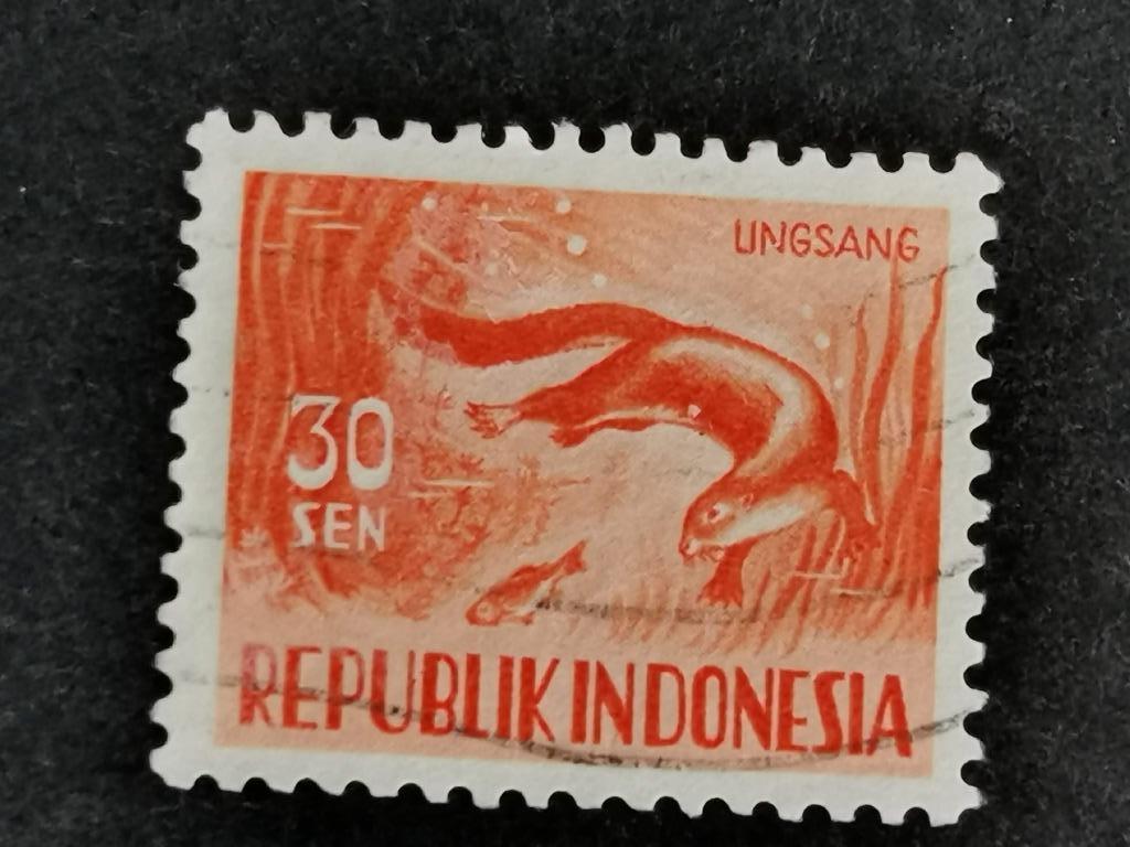 Indonésie 1956 - animaux sauvages - loutre, Enlèvement ou Envoi, Affranchi, Animal et Nature