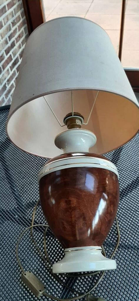Lampe de salon en céramique avec abat-jour en toile, Enlèvement, Comme neuf, Beige