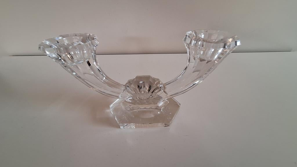 Val Saint Lambert, vintage kandelaar voor 2 kaarsen., Antiek en Kunst, Ophalen of Verzenden