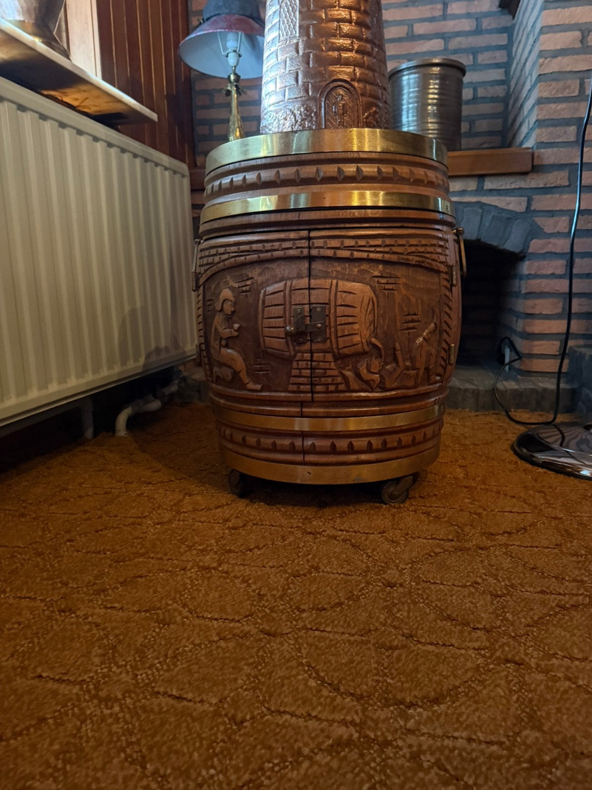 Vintage bar houten ton (Mancave)Houtsnijwerk, Eik ,topstaat., Ophalen, Zo goed als nieuw