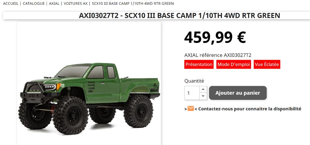 Axiaal basiskamp 1/10, Auto offroad, Nieuw, Schaal 1:10, RTR (Ready to Run)
