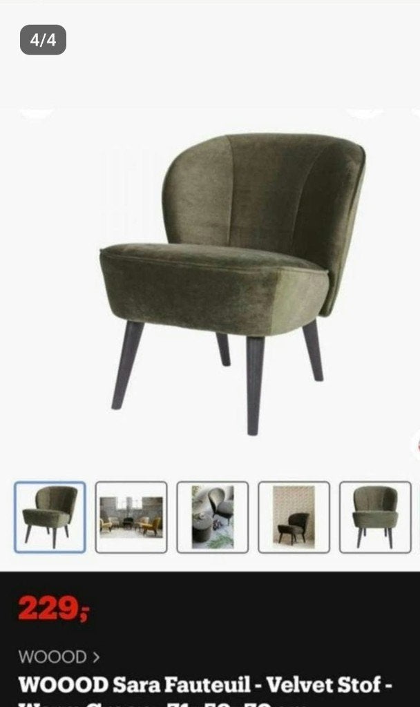 Zetel Groen velvet! Nieuw!, Ophalen, Eenpersoons, Minder dan 75 cm, Tijdloos , chique, retro