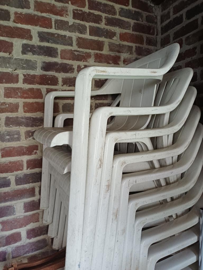 Plastieken tuinstoelen, Ophalen, Gebruikt, Plastic, Stapelbaar
