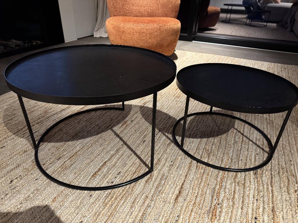 Set van 2 salontafels Notre Monde (nu Ethnicraft), Ophalen, Gebruikt, 50 tot 100 cm, Rond
