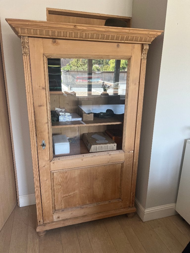 Grenen vitrinekast, Huis en Inrichting, Ophalen, Grenenhout, Retro, Gebruikt