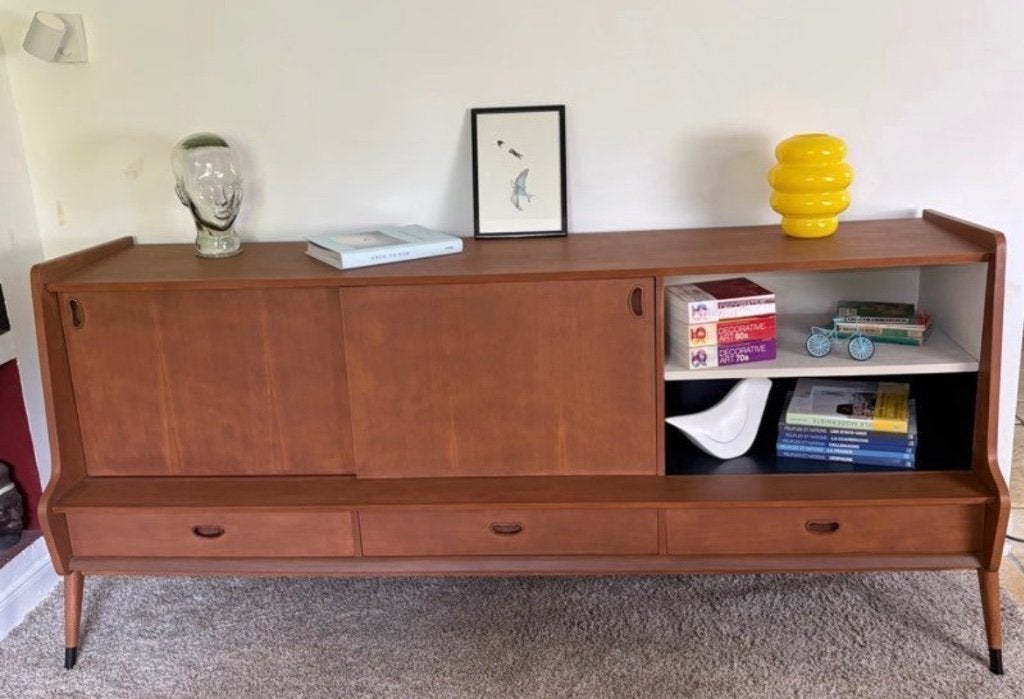 Enfilade Vintage, Teck, 200 cm ou plus, Enlèvement ou Envoi, Comme neuf