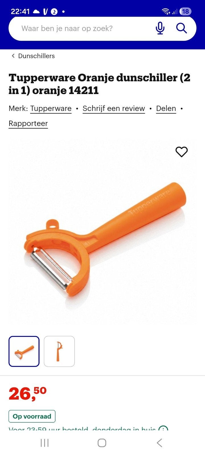 nieuwe dunschiller twist van tupperware, Huis en Inrichting, Ophalen of Verzenden