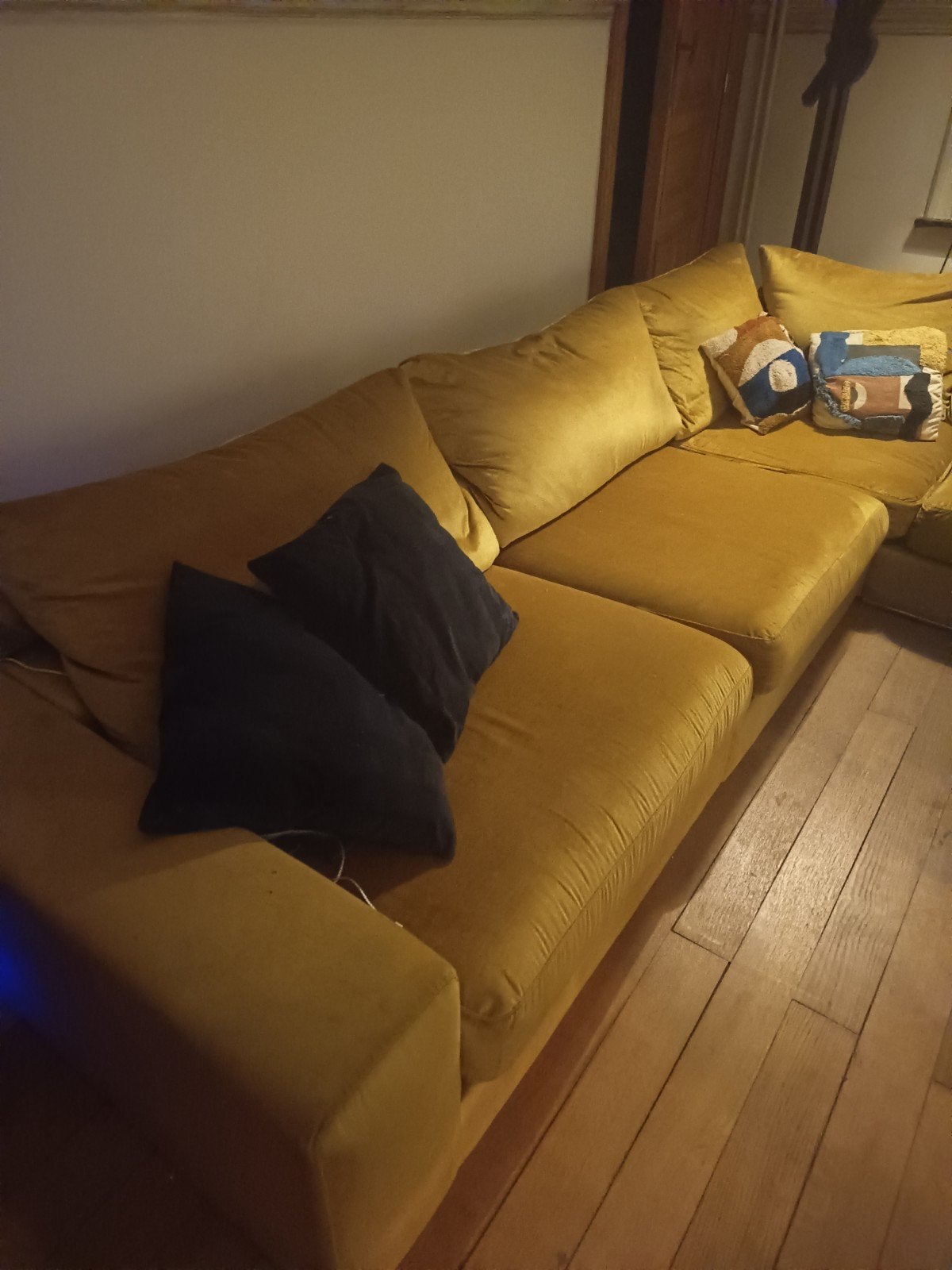 Sofa lounge couleur ocre, Ophalen, Gebruikt, Stof