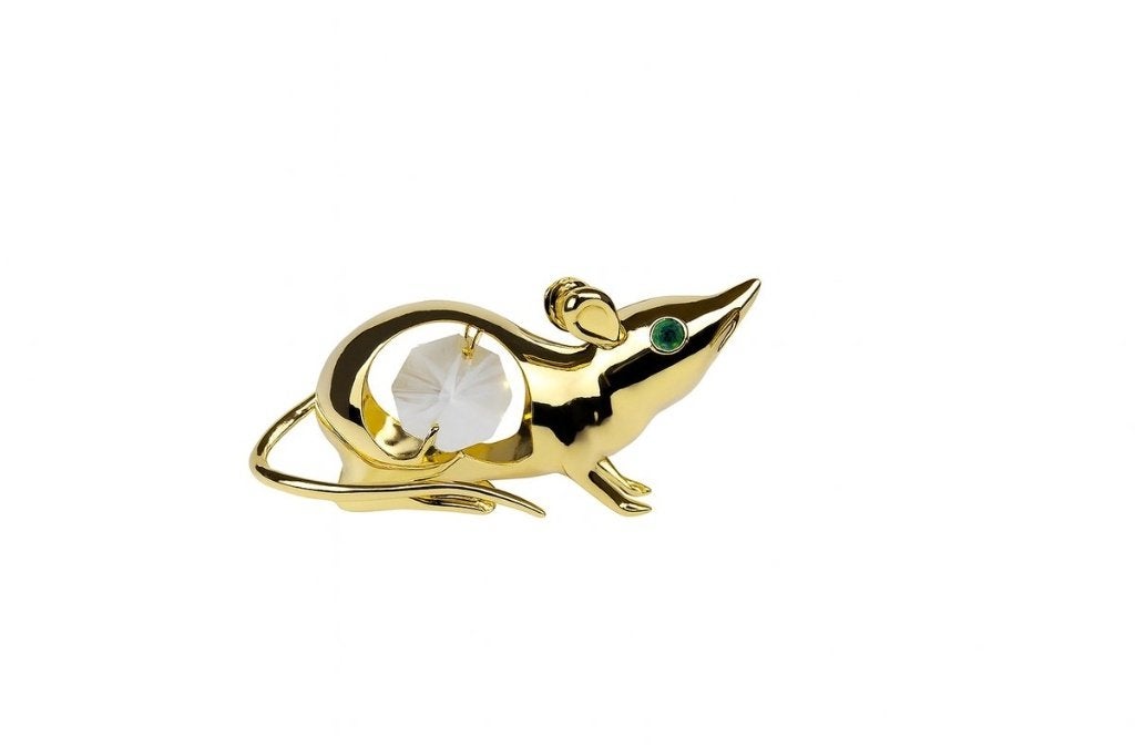 Luxe 24K Verguld Muis met Swarovski-Kristal & Zuignap