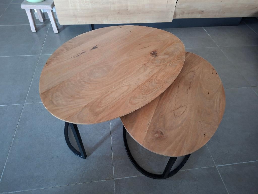 Set de 2 tables basses, Maison & Meubles, Tables | Tables de salon, Neuf, Autres essences de bois, Enlèvement