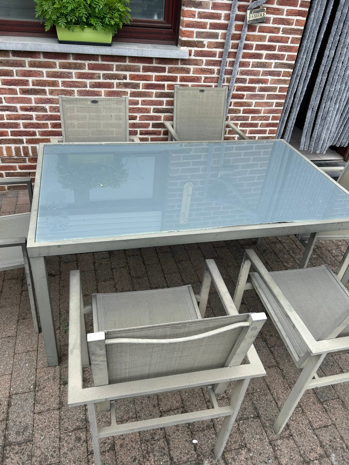 Tuintafel met 6 stoelen, Ophalen, Zo goed als nieuw