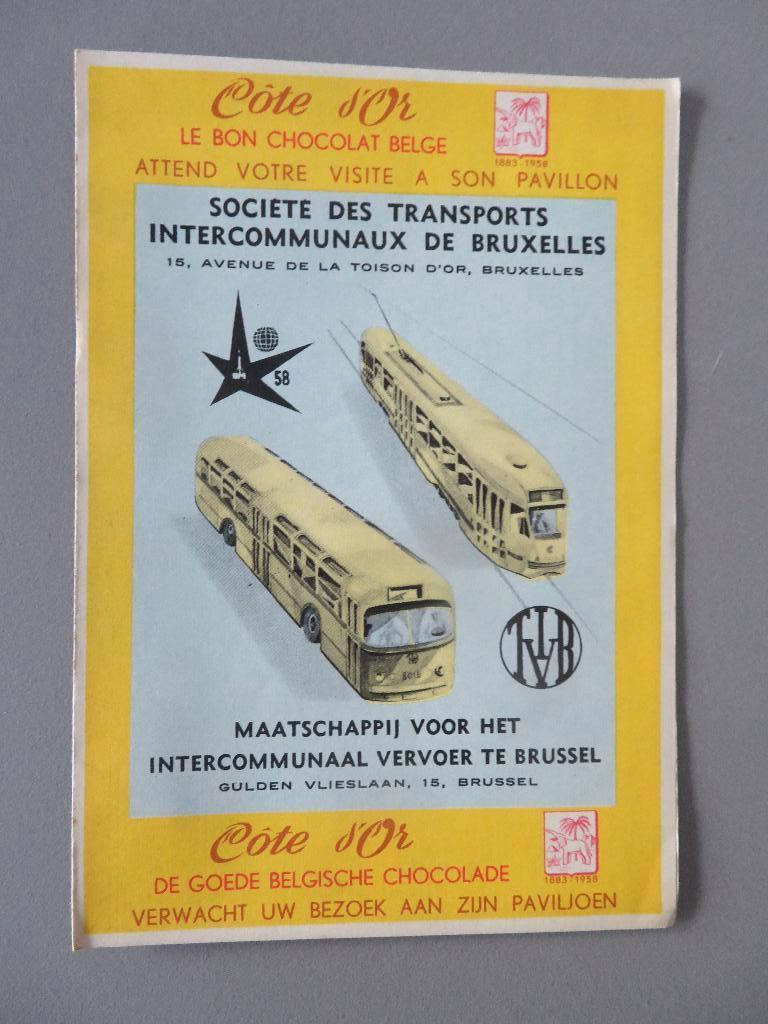 EXPO 58 Trams autobussen kaart planning Cote d'Or paviljoen, Verzamelen, Ophalen of Verzenden, Overige typen