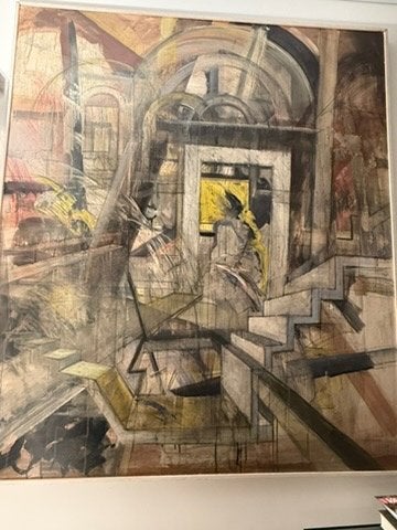Ilias 1989, Ton Jacobs, groot schilderij op paneel/ Odysseus, Ophalen, Figuren, Hout, Gemengde techniek