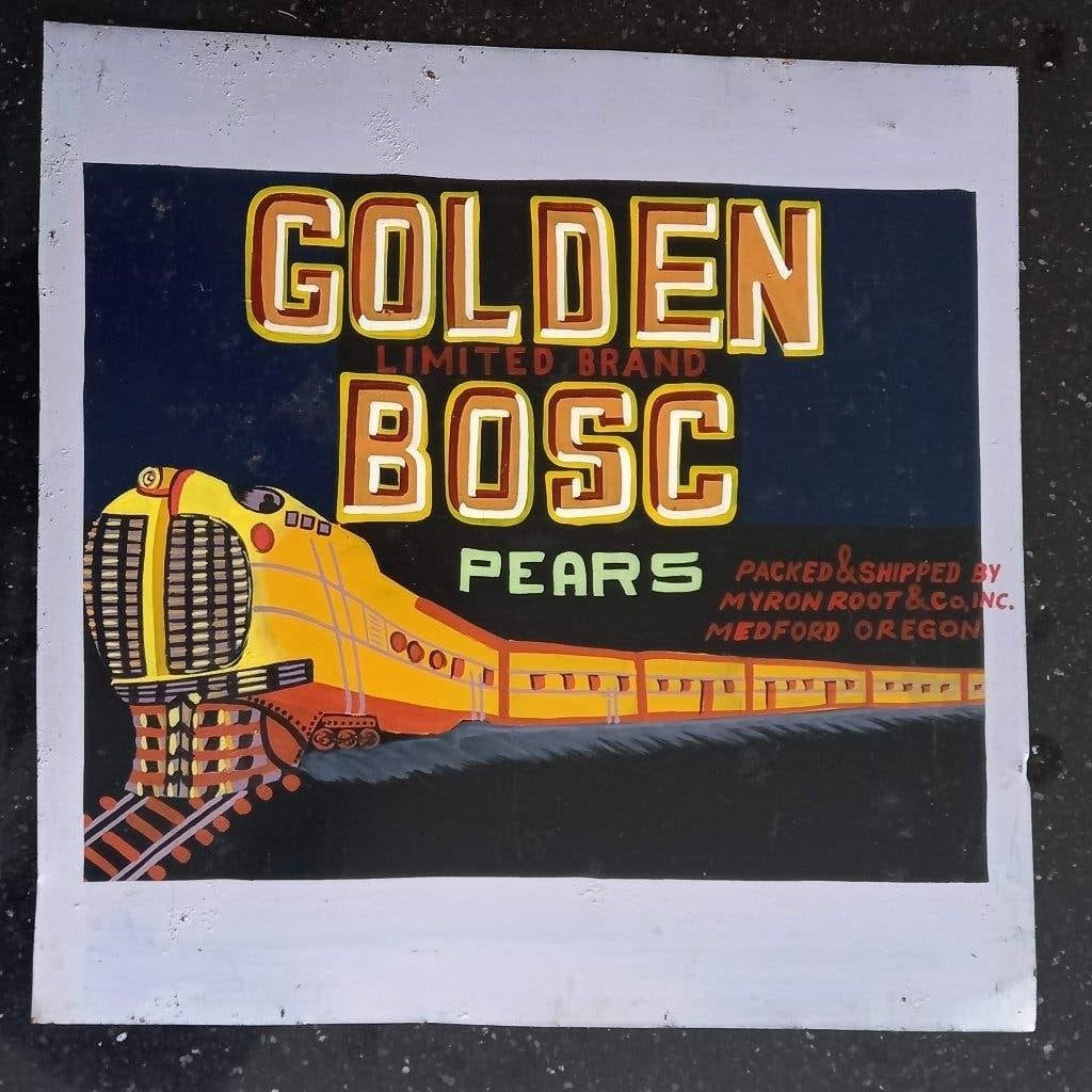 metalen reclamebord voor peren USA ca 1950, Ophalen of Verzenden, Gebruikt, Reclamebord