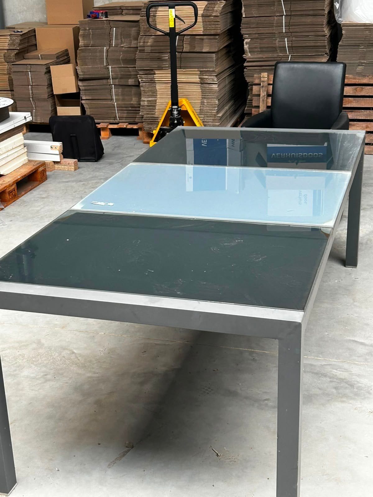 Buitentafel met glasplaten 220x100, Enlèvement, Utilisé