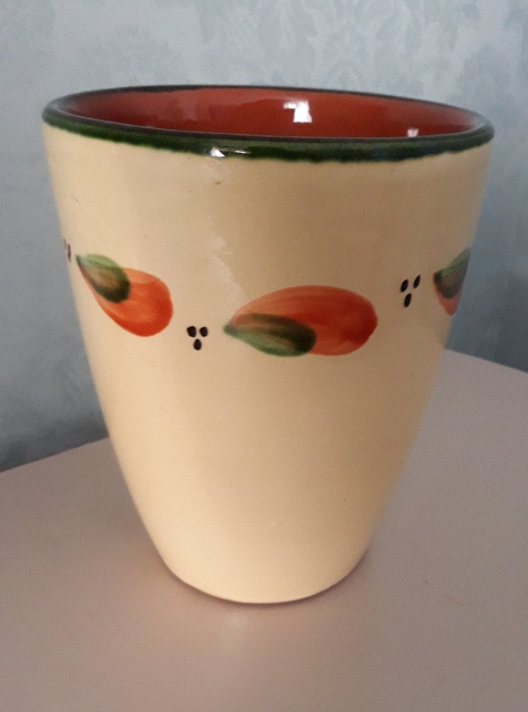 Keramieken NIEUW handgeschilderde bloem pot H: 19- 2 vr.15, Moins de 25 cm, Poterie, Enlèvement, Utilisé