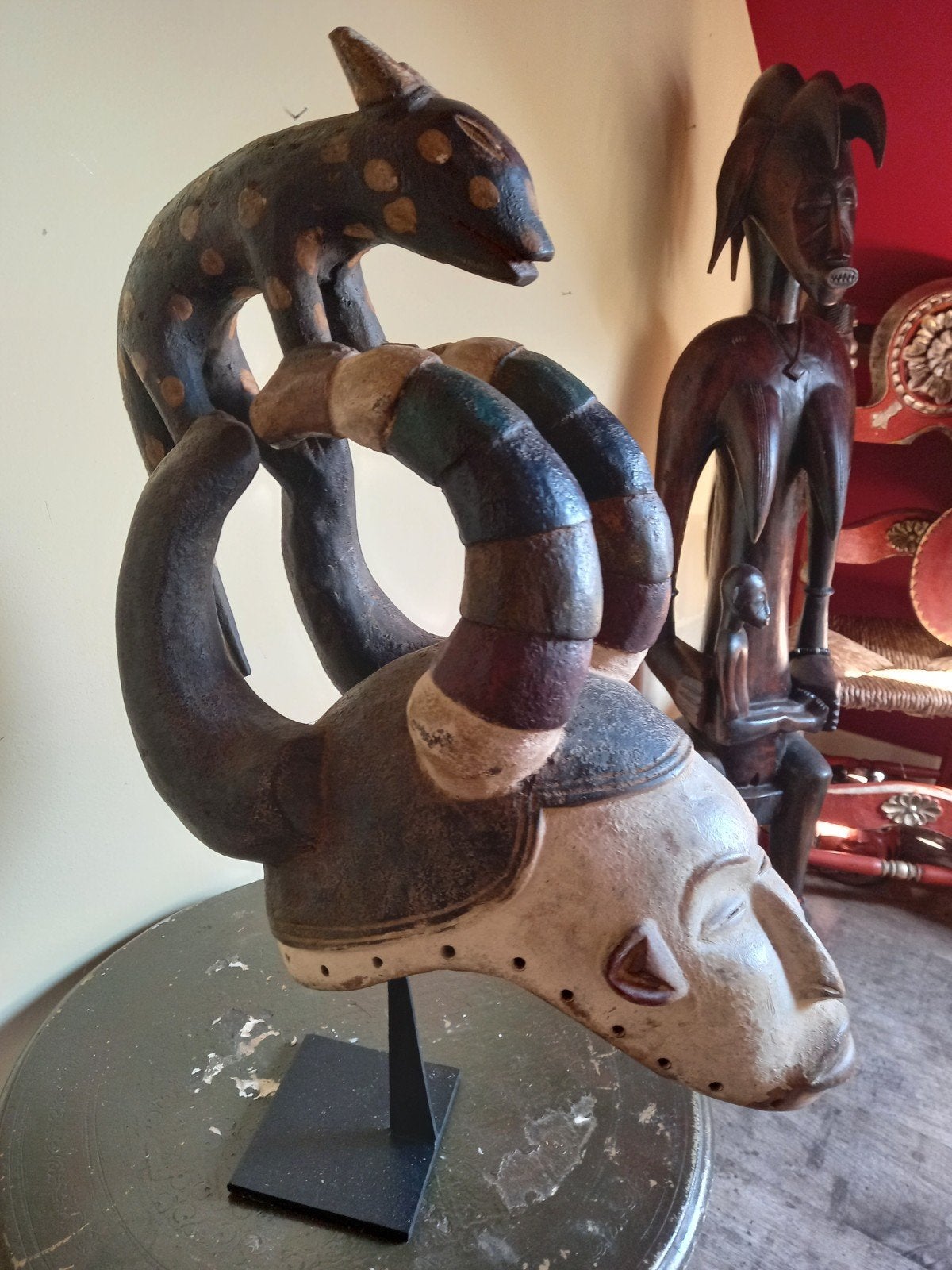 Idoma (Igbo) masker uit Nigeria, Antiek en Kunst, Ophalen of Verzenden, Hout, Masker