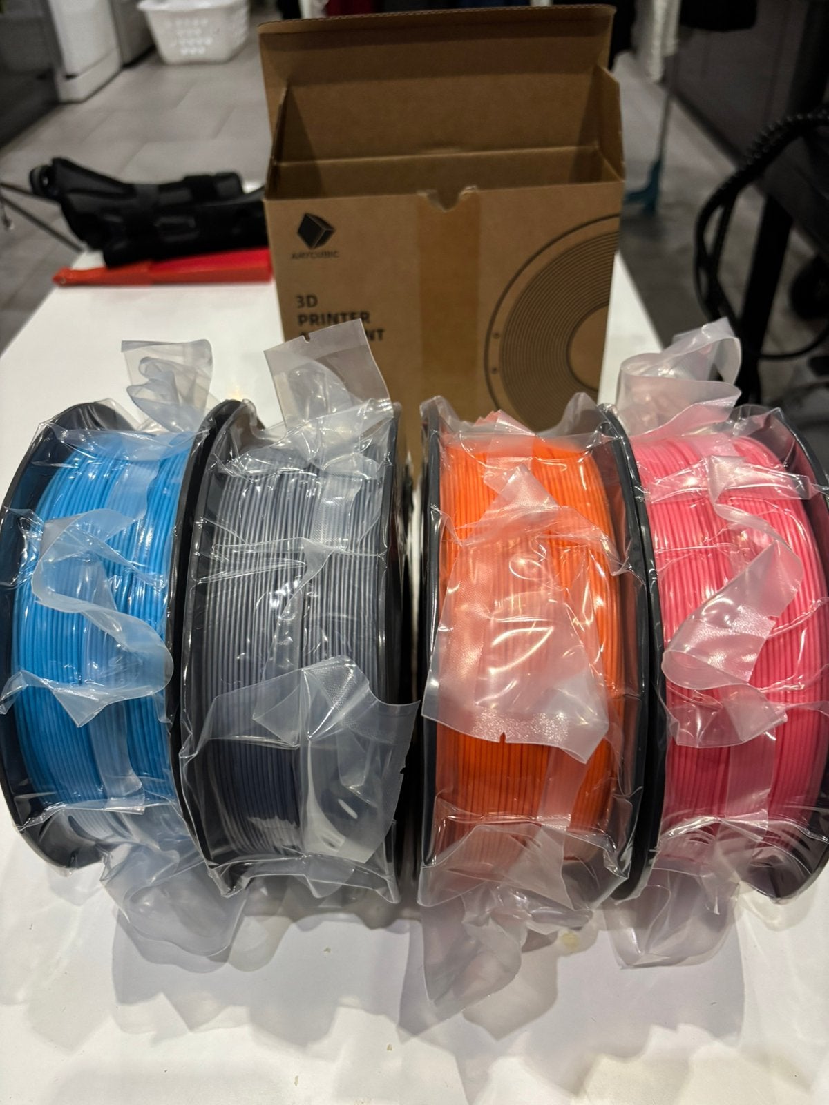 4 Bobines PLA Anycubic Orange, Bleu Cyan, Rose, Argent, Enlèvement ou Envoi, Comme neuf, Bobines de filament