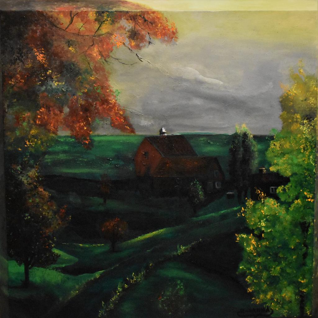 Peinture paysage printanier, (3d) signée par joky kamo 2016, Antiquités & Art, Enlèvement, Signé, Peinture à l'huile, Paysage